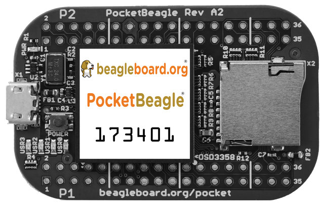 BeagleBoard.org-POCKETBEAGLE Eingebettete Systementwicklungsboards und -kits rsz_1pocketbeagle_front_bw_colorsticker